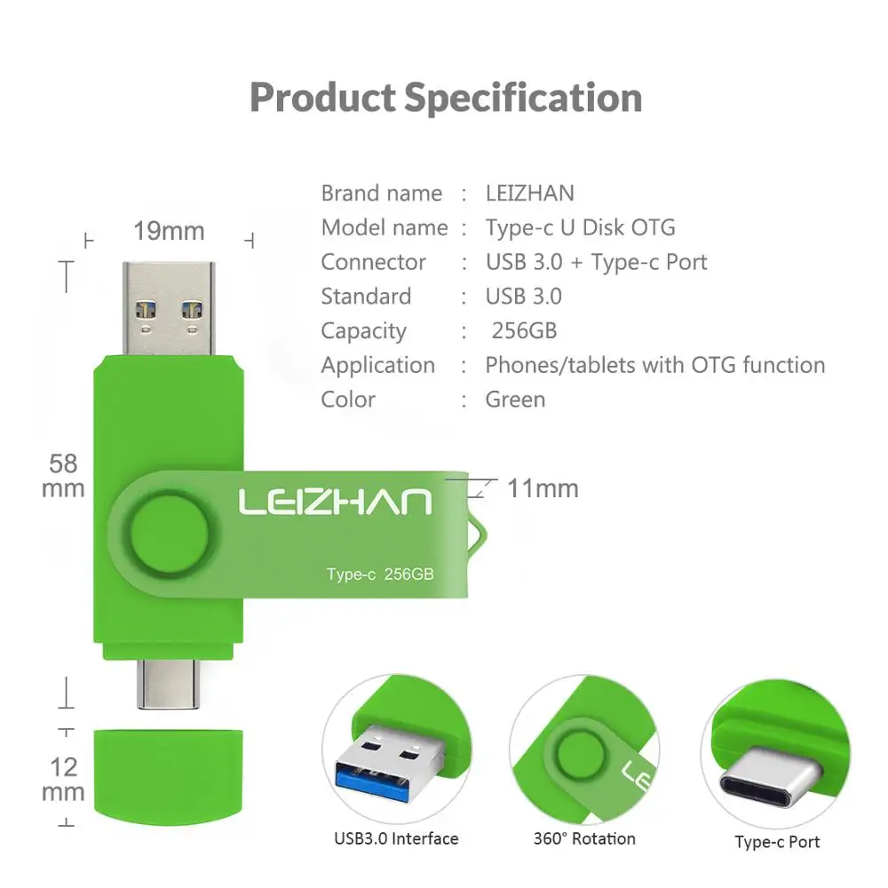 USB флеш накопитель LEIZHAN OTG 128/64/32/16 ГБ 256/3 0 Гб|USB флэш-накопители| |