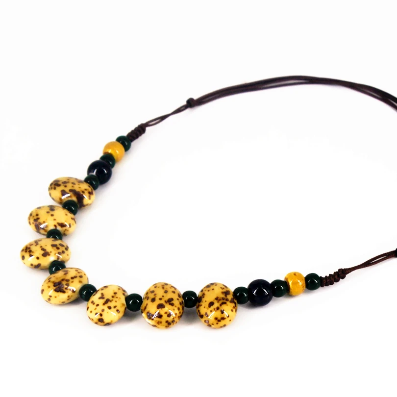 Women Ethic Ceramic Chain Beads Adjustable Choker Necklace Round and Oval Collar jewelry NL-L139 | Украшения и аксессуары