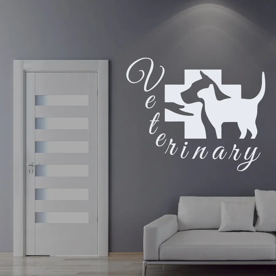 Grooming Salon Wall Decal Pet Veterinary Services Vinyl Dog Cat Hospital Shop Removable Stickers Clinic Design SYY565 | Дом и сад