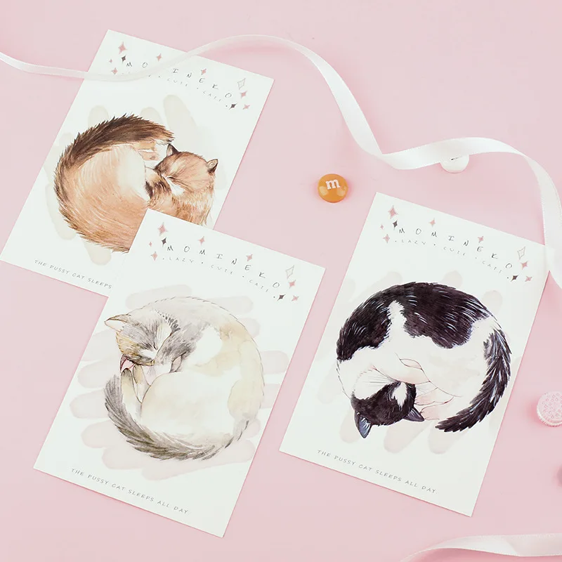 30 шт./компл. Kawaii Кот Спящая открытка/поздравительная открытка/открытка для