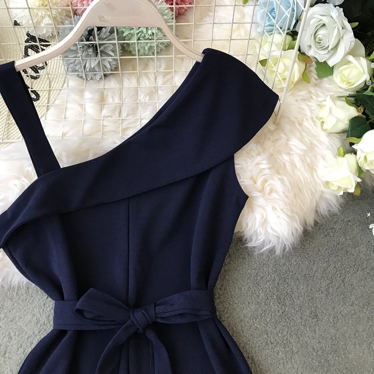 ALPHALMODA Женские однотонные Комбинезоны на одно плечо с высокой талией и поясом, женские летние модные повседневные Комбинезоны ярких цветов без рукавов