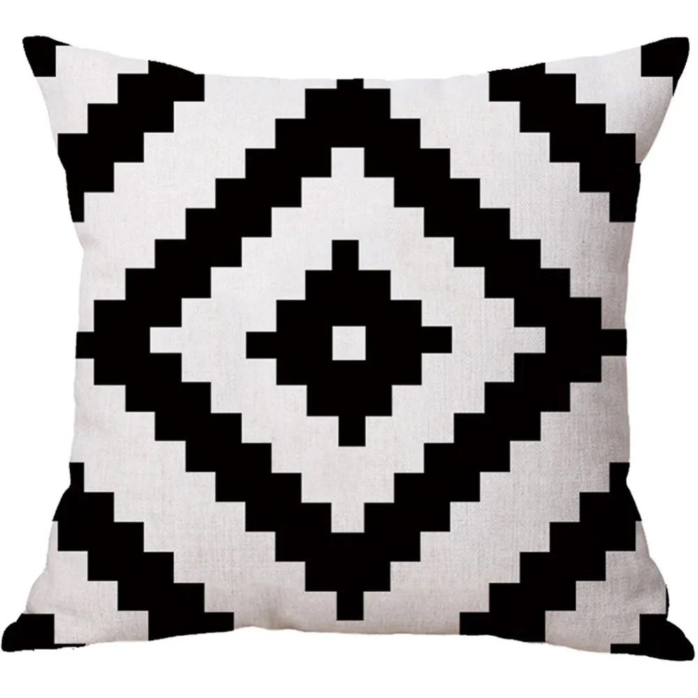 Черно белые наволочки для дома декоративные чехол с геометрическим рисунком