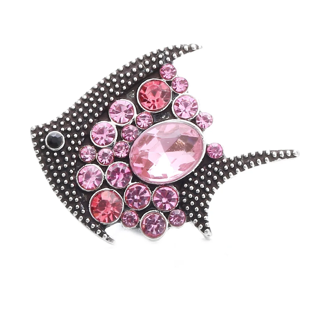 10 шт./лот новые ювелирные изделия с застежкой-кнопкой Красочные Стразы рыбками на