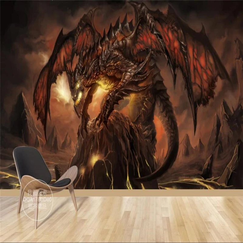 

beibehang Games World Warcraft dragon wallpaper custom mural silk cloth photo wall murals wallpaper papel de parede para quarto