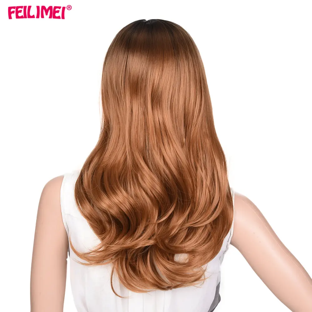 1B/30HL Feilimei Ombre Серый парик Синтетический 24-дюймовый 280г Длинные прямые фемзы Нет кружева Полный головной черный Синий Фиолетовый Серый парики для женщин Волосы - Цвет: 1B/30HL
