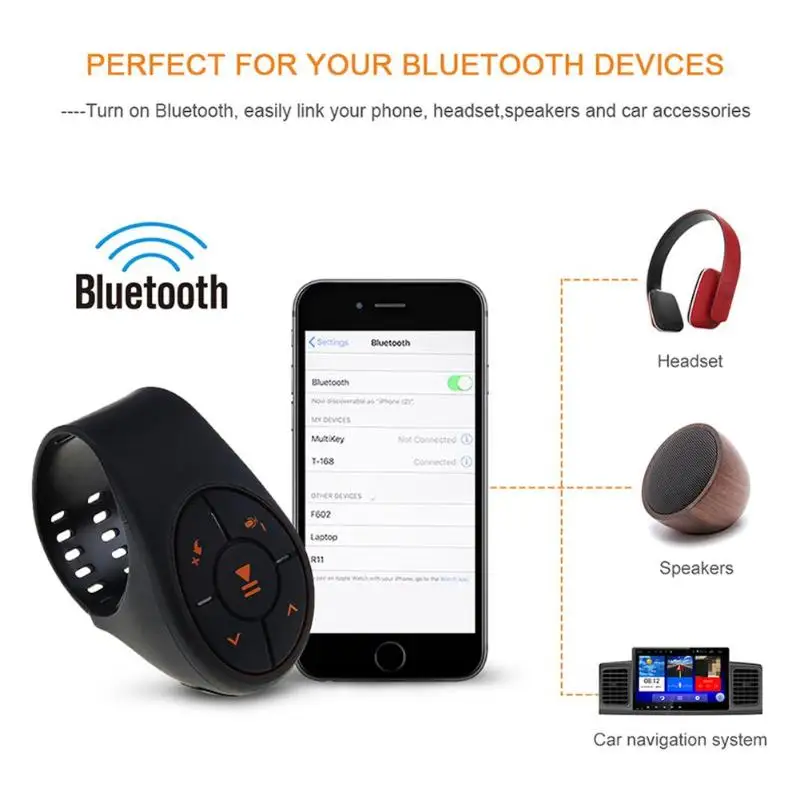 Беспроводной Bluetooth Автомобильный пульт дистанционного управления цепь автомобильный комплект приемник медиа кнопка для автомобиля Руль велосипед для IOS Android