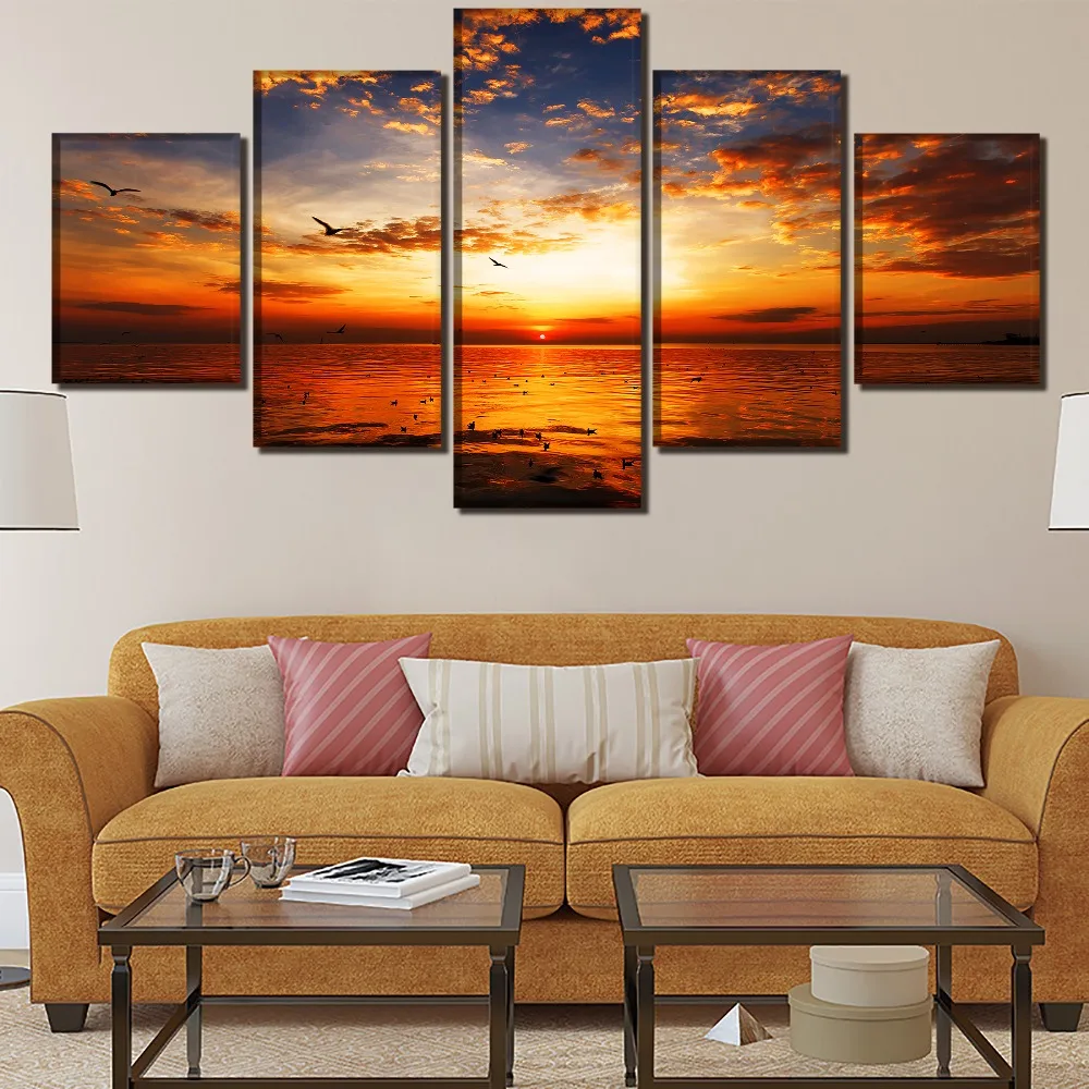 Пейзажная живопись в сумерках 5 шт. домашний HD принт художественное оформление
