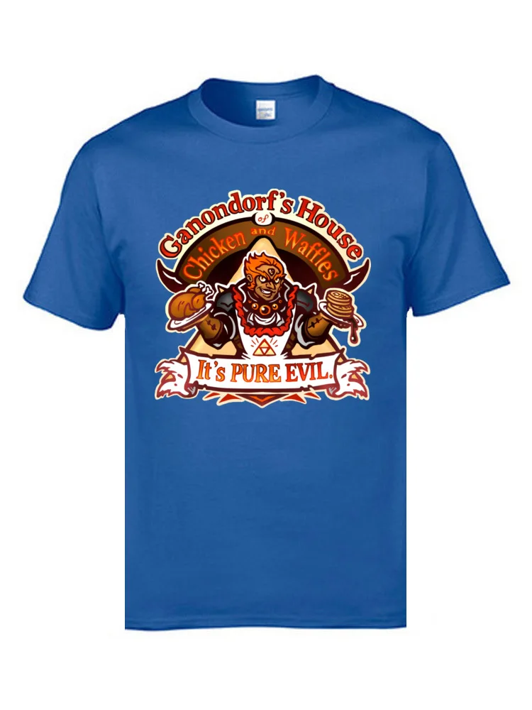 Забавные футболки Marvel Ganondorfs House of Chicken and Waffles It's Pure Evil Cool футболки мужские модные футболки с аниме рисунком - Цвет: Синий