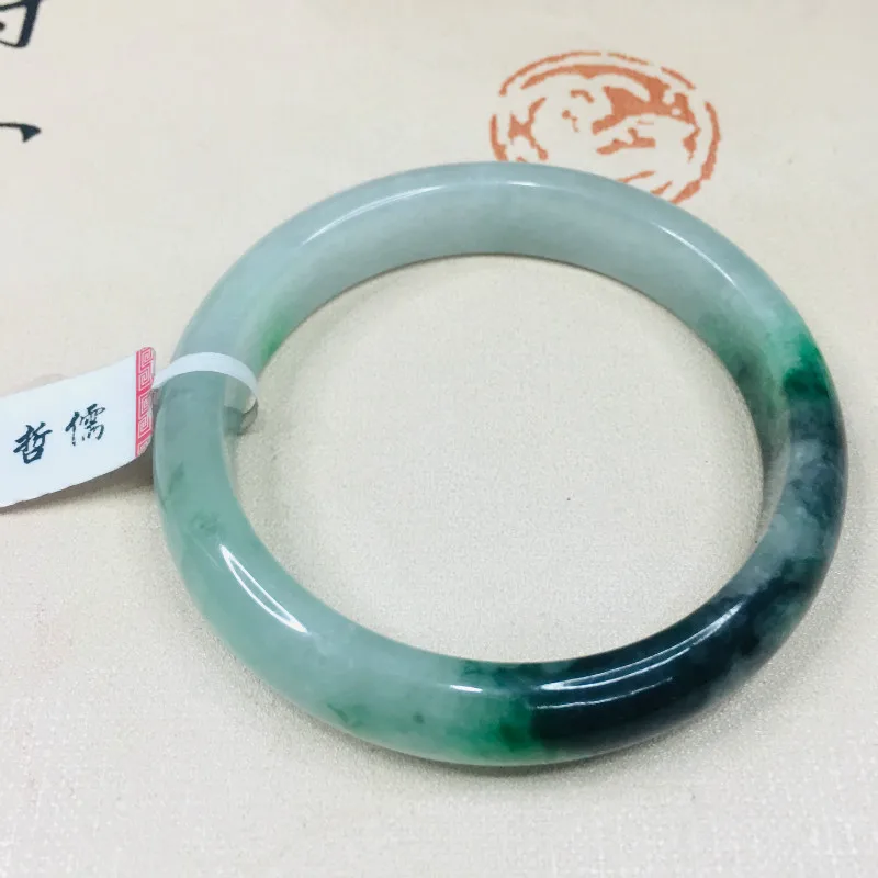 Zheru Jewelry Natural Jadeite Bracelet noble two-color dark blue 54-62mm female gift A certificate | Украшения и аксессуары