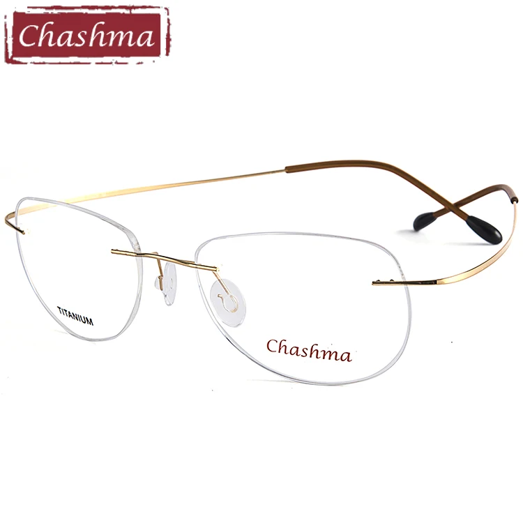 Бренд Chashma, женские и мужские титановые очки без оправы, светильник, модные оправы для очков, оправы для очков по рецепту - Цвет оправы: Gold