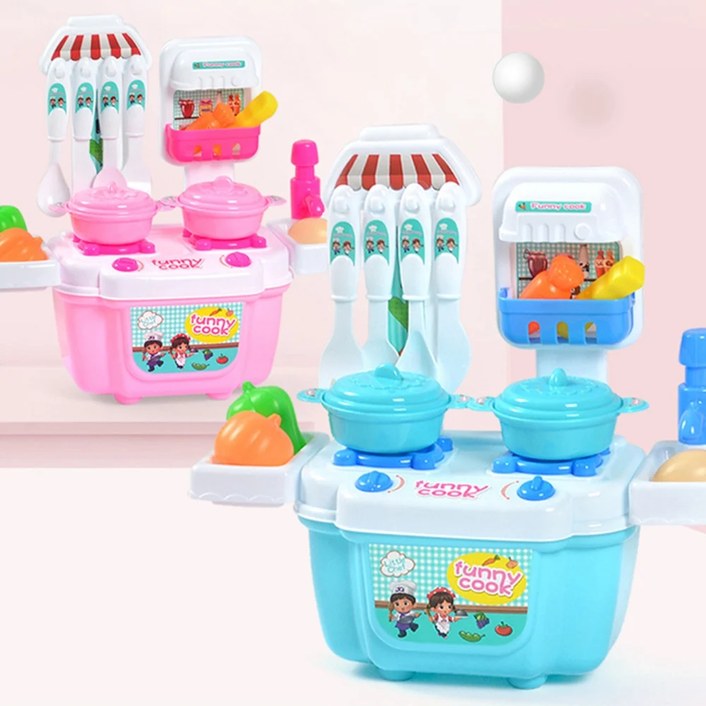 22pcs/set Kids Kitchen Cooking Toys Set Cooktop Tap Pot Fruit Vegetable Plastic Pretend Play Food Children Girls Games Toy | Игрушки и