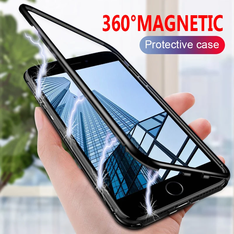 Роскошный 360 полный защитный Магнитный чехол для IPhone 7 6 6s 8 Plus телефона