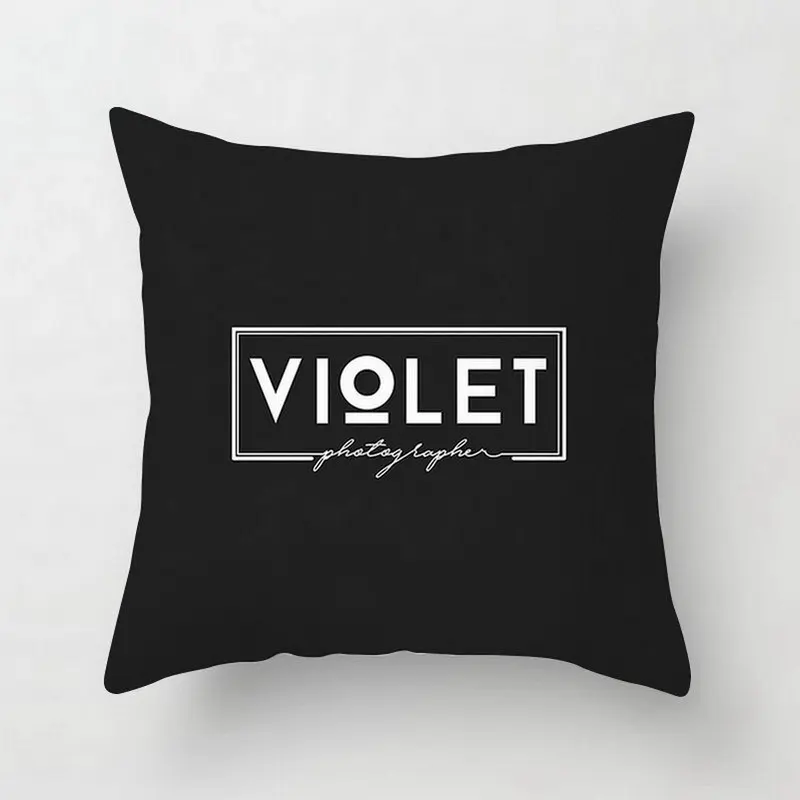 45*45 см Черно-белая наволочка с буквенным принтом Полиэстеровая для дома дивана