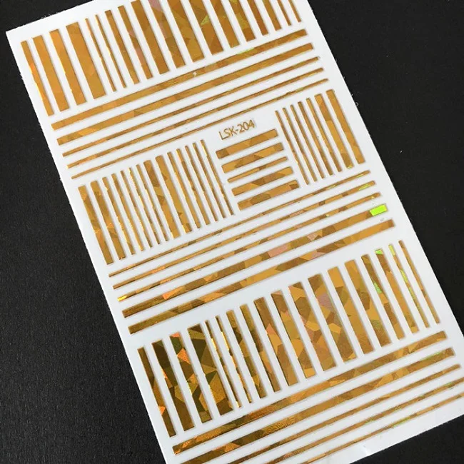 Новинка LSIKA LSK-204, Золотая шелковая линия, серия, дизайн со звездами, 3D дизайн ногтей, письмо, Модный шаблон, наклейка, переводная наклейка - Цвет: LSK204GOLD