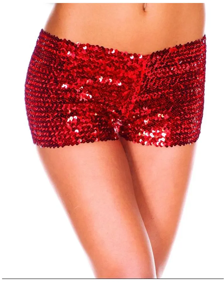 ICOSTUMES Low Waist Shorts Sequins Hip Hop Ds Sexy Club Shorts Jazz Nightclub Pole Black Short Women Stage Clothing