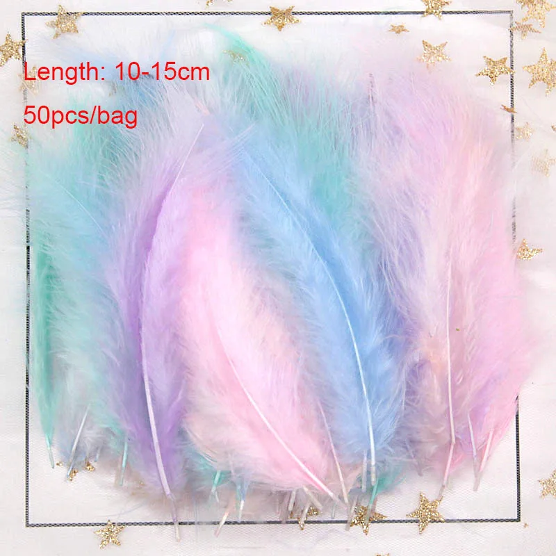 Sweet mix 50pcs Перья индейки 4-6 дюймов 10-15 см куриные Шлейфы перья индейки Марабу для карнавала Хэллоуин Рождество DIY ремесло 50 шт - Цвет: Sweet mix 50pcs