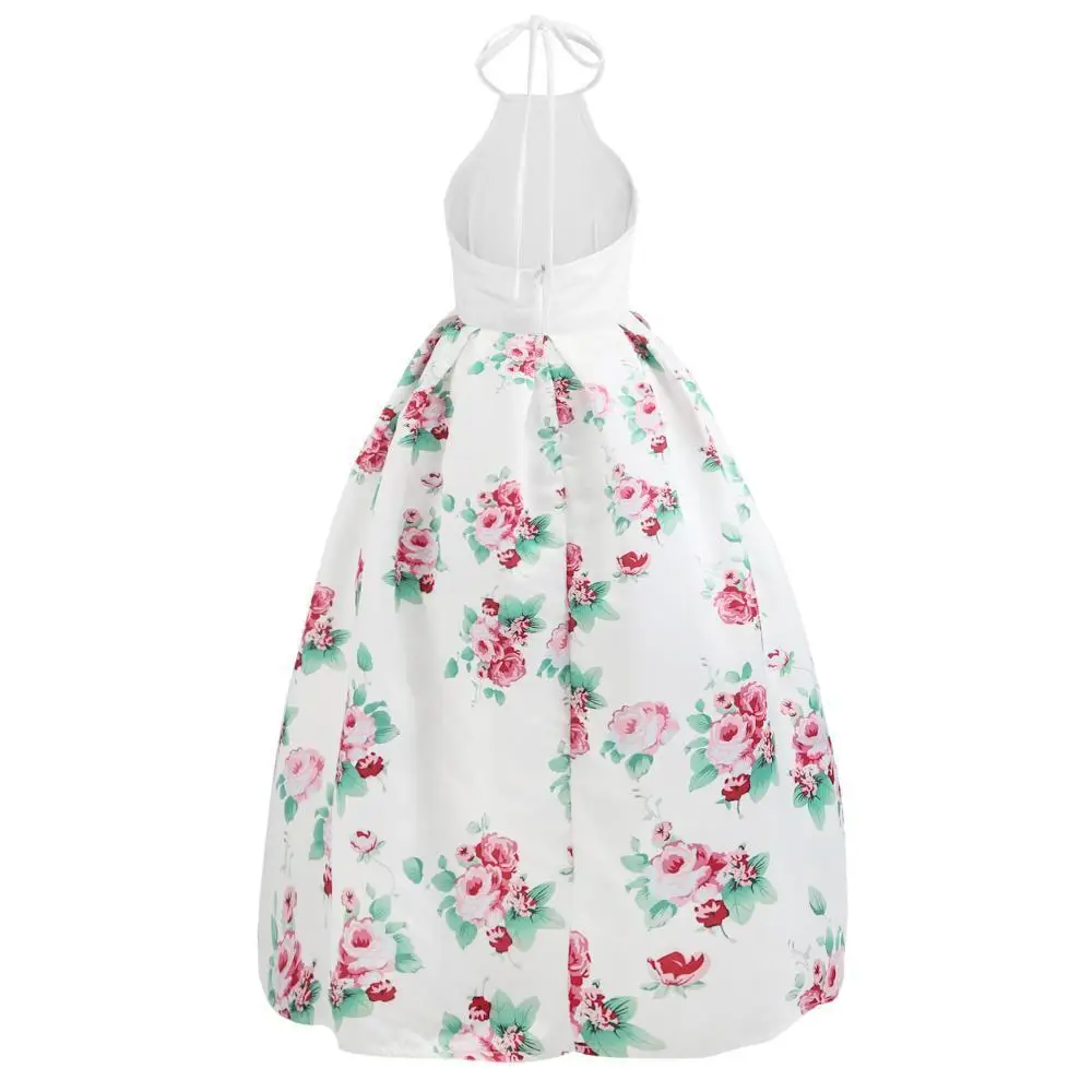 Винтажное коктейльное платье с лямкой через шею цветочным принтом коктейльные