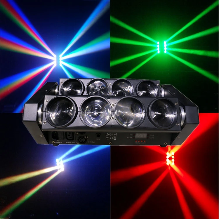 Высококачественный светодиодный фонарь RGBW 8x12 Вт с вращающейся головкой паука