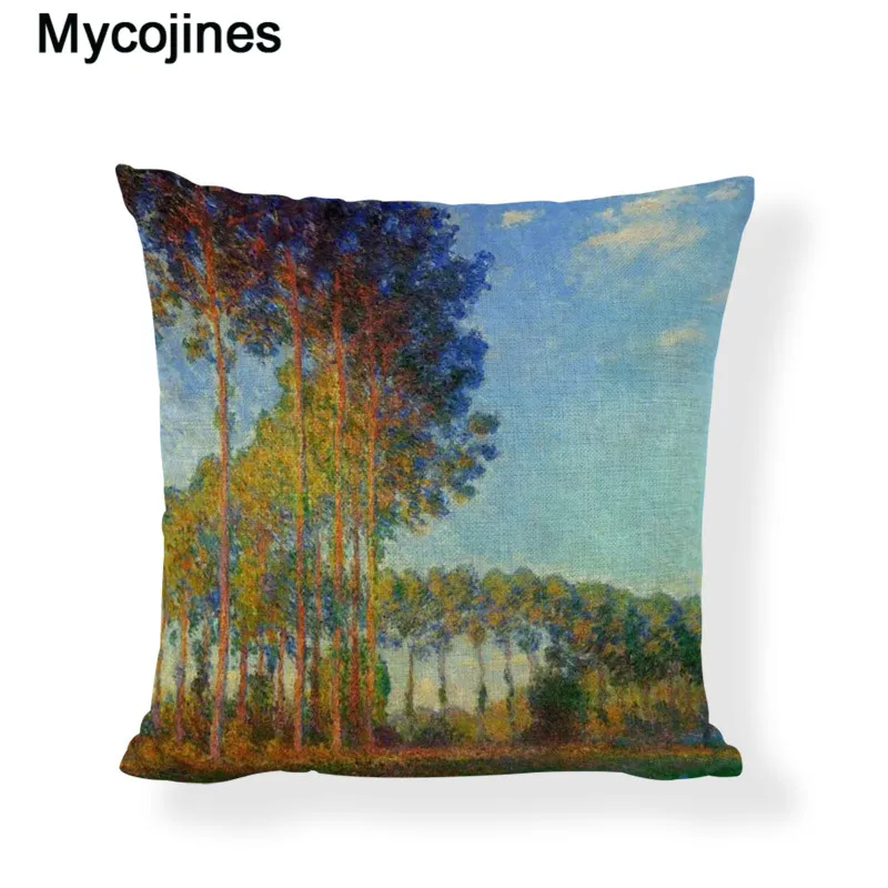 13 Monet живописная подушка крышка Sunrise голубая водяная Лилия 45*45 см льняная наволочка декоративное украшение для дома аксессуары - Цвет: 13