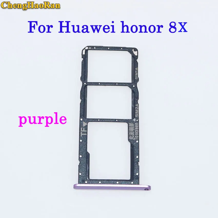 honor 8x--purple ChengHaoRan лоток sim-карты+ Micro D для карты памяти для huawei Honor 7/8/8X/8X max/Honor 8 lite запчастей SIM держатель лотка Слот для карт - Цвет: honor 8x--purple