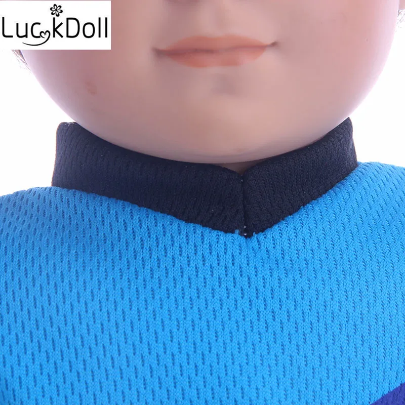 LUCKDOLL модный новый ярко синий футбольный костюм 18 дюймов Logan Doll одежда аксессуары