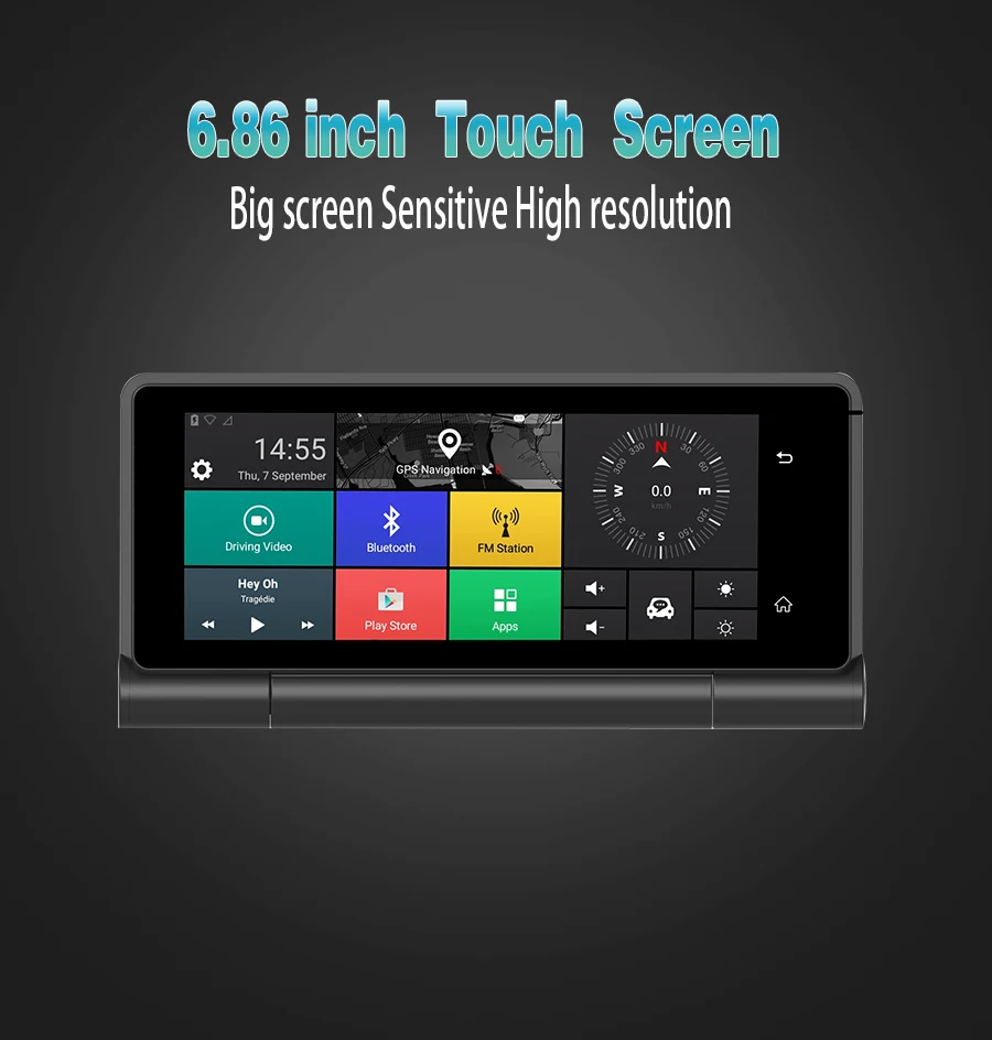 Topsource 4G Автомобильный gps навигатор Android 5,0 Bluetooth ПЗУ 16 Гб ОЗУ 1 Гб Full HD 1080 P Enregistreur видео avec deux камеры