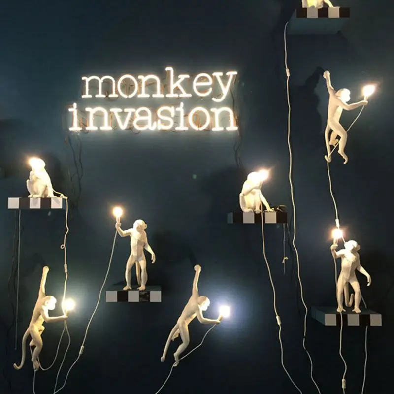 

LukLoy Modern Pendant Light Lamp Monkey Lamp Loft Hemp Rope Lamp Corridor Study Cafe Monkey Pendant Light Hanging Vintage Light