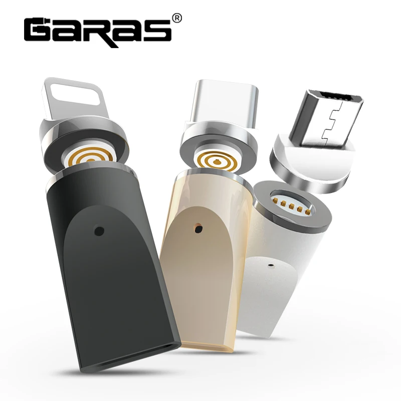 GARAS Магнитная Micro USB адаптер для iphone/Micro/usb type c Зарядное устройство и Магнит данных адаптер для samsung /Xiaomi/huawei/LG
