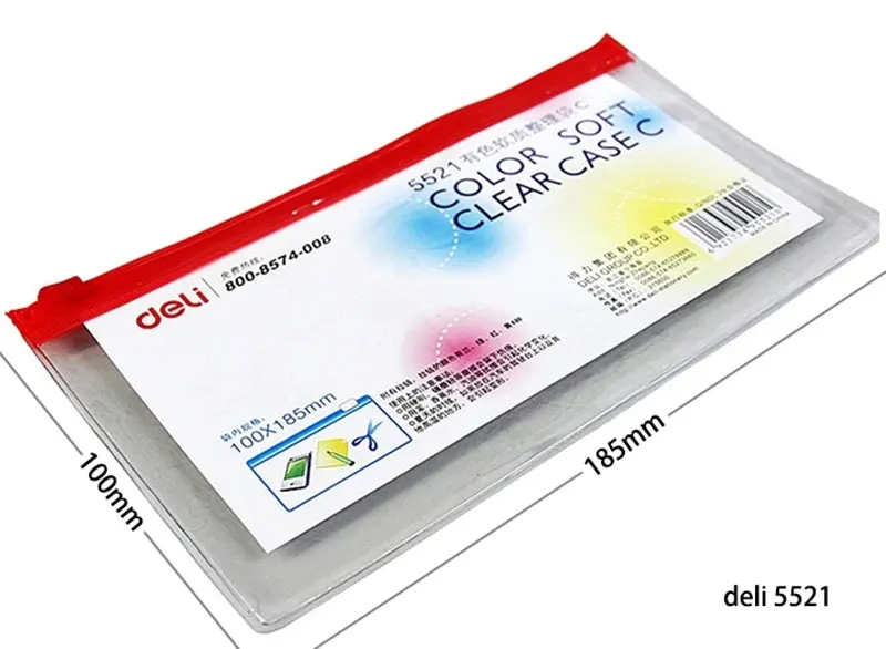 5521 1 pcs Бренд Deli 5521 5524 5526 5586 ПВХ пластик ziplock сумки прозрачный мешок на молнии A5 A4 размер высокое качество толщина - Цвет: 5521 1 pcs