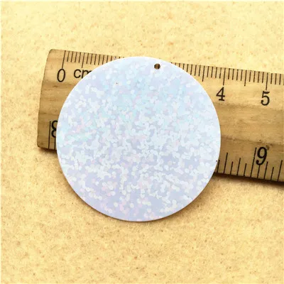 4cm round with 1hole 100 шт лазерная белая большая блестка 3-5 см ПВХ круглое кольцо сердце свободная тесьма с пайетками для шитья diy ремесло ткань материал - Цвет: 4cm round with 1hole