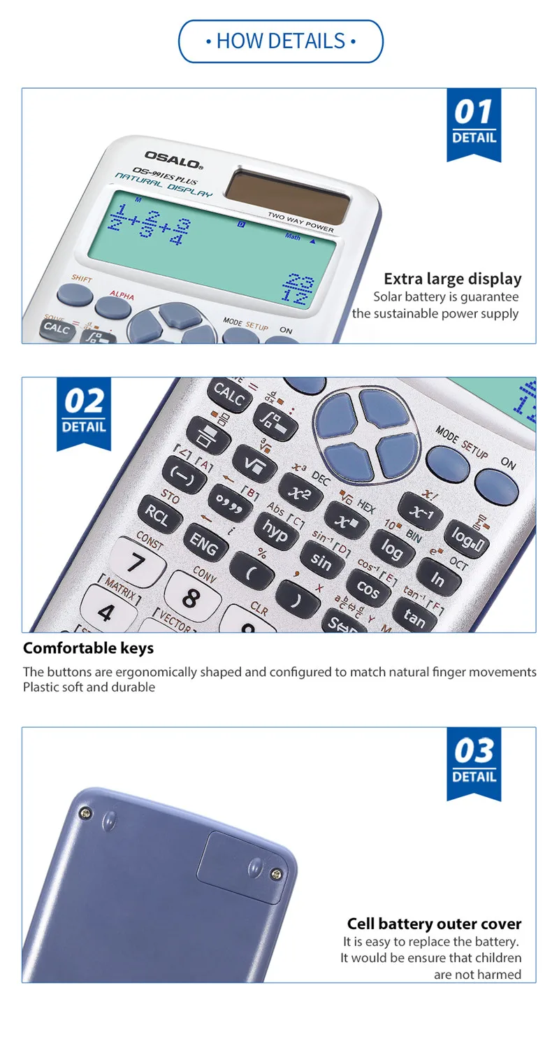 Multi-function school student calculator scientific solar dual power slim portable 10+2 digits function | Компьютеры и офис