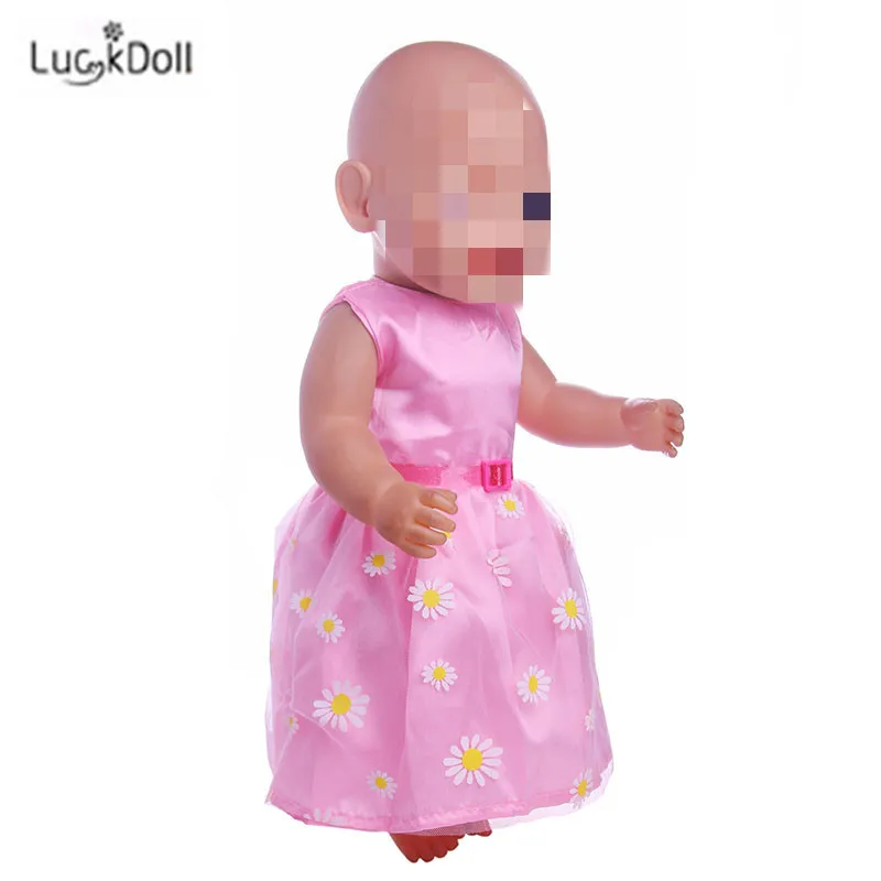 LUCKDOLL модное летнее розовое платье подходит 18 дюймов Американский 43 см детская кукла одежда аксессуары, игрушки для девочек, поколение, подарок на день рождения