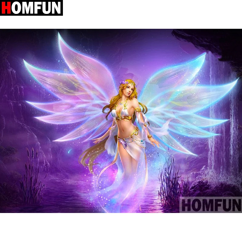 Алмазная 5D картина HOMFUN сделай сам полноразмерная/круглая вышивка мультяшная Фея