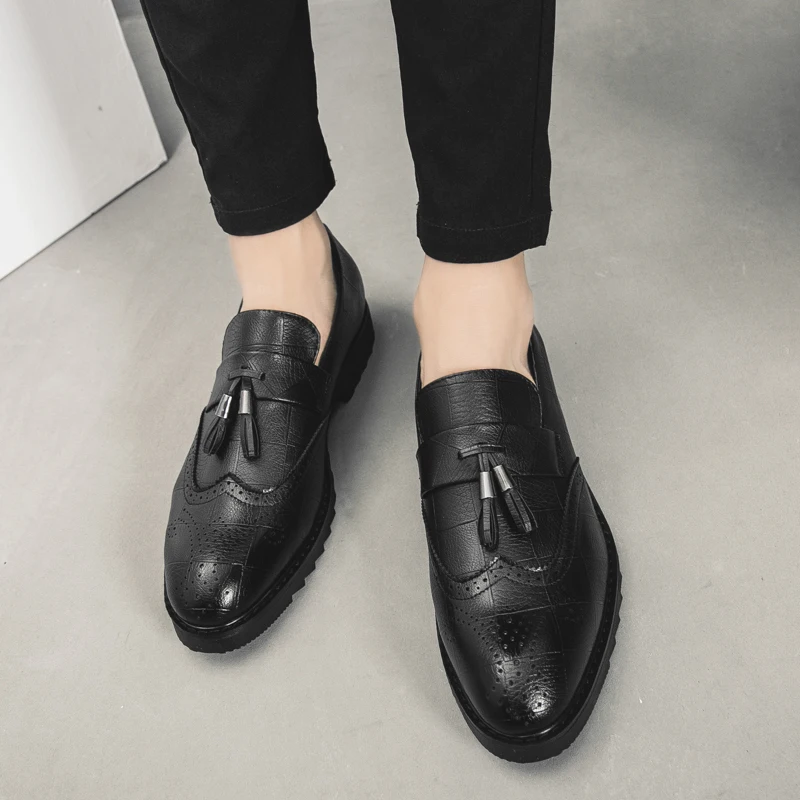 Fashion Men Loafers Elegant Brand Dress Shoes Italian Style Dating wedding dressing Male Tassel Casual w5 | Обувь