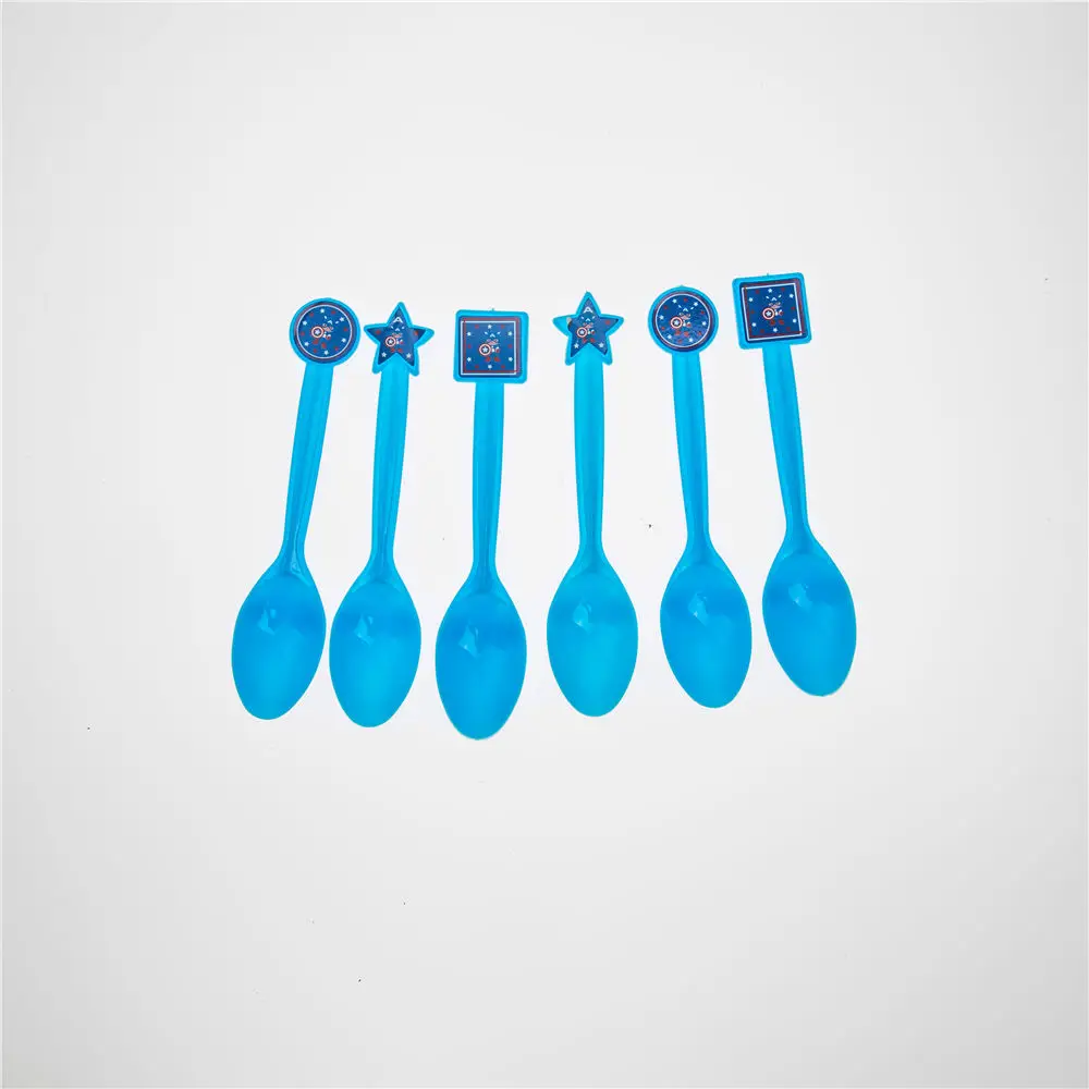 Cake spoon 6pcs Мультяшный персонаж Капитан Америка день рождения декорирование тематическое мероприятие семейный сбор - Цвет: Cake spoon 6pcs