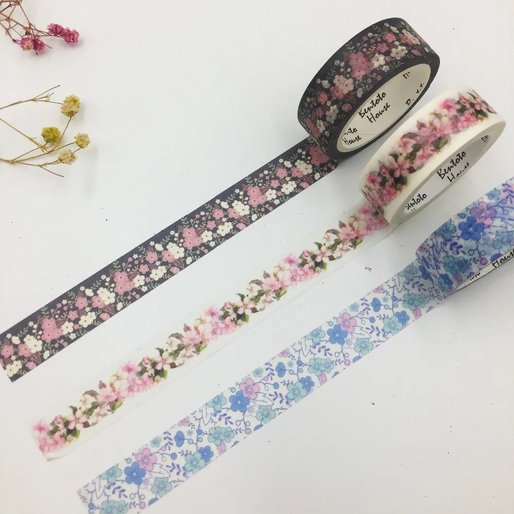 Милое платье с washi клейкая лента с цветной коробкой/15 мм* 7 м красивый цветок мир изоляционная Япония лента washi