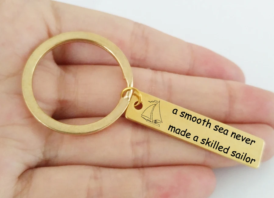 Гравированный Smooth Sea никогда не сделал искусный salor вдохновляющий брелок матроска брелок капитан отец подарок