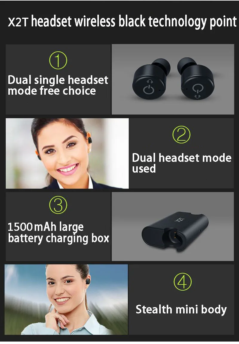Yulubu Водонепроницаемый Bluetooth 4,2 наушники X2T TWS Беспроводная зарядка коробка для мобильного телефона для Android iphone samsung xiaomi huawei