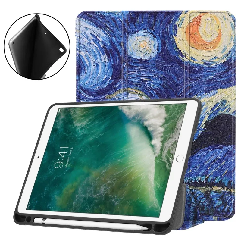 Премиум кожаный смарт-чехол для Apple iPad 9,7 6 6th поколения A1893 A1954 9,7 5 5th Gen A1822 A1823 чехол+ Защитная пленка+ ручка