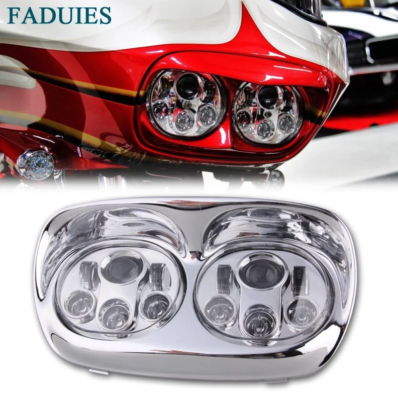 

FADUIES 5.75 Inch Motorcycle LED Dual Projector Headlight For Harley Motorcycle Road Glide 2004~2013