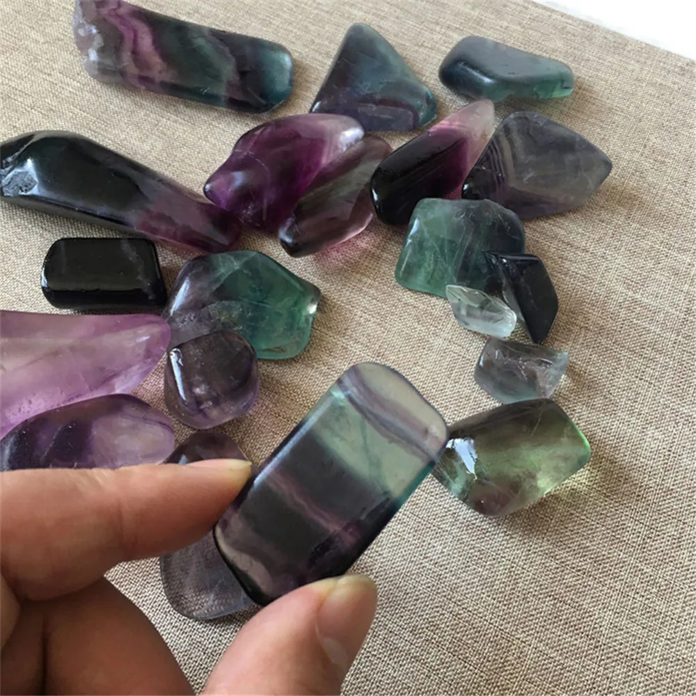 

100g Natural Fluorite Quartz Crystal Polished Colorful Rubble Agate Energy Stone Mineral Home Decoration Rock Fossils 2.3-7.7cm