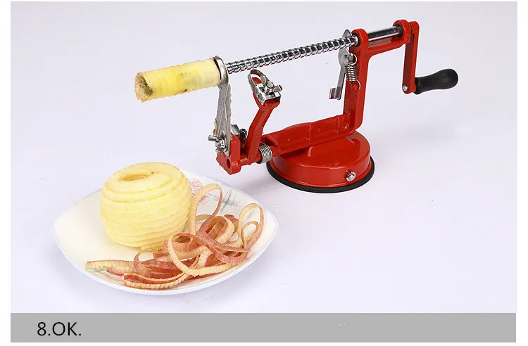 3 в 1 из нержавеющей стали Фрукты Яблоко зестер Груша Овощечистка Corer Slicer всасывающая База Красный