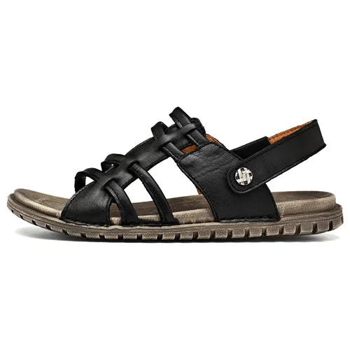 Black MAISMODA/Новинка года; Лидер продаж; летние сандалии для мужчин; натуральная кожа; светильник; шлепанцы; цвет черный, коричневый; пляжная обувь; YL537 - Цвет: Black