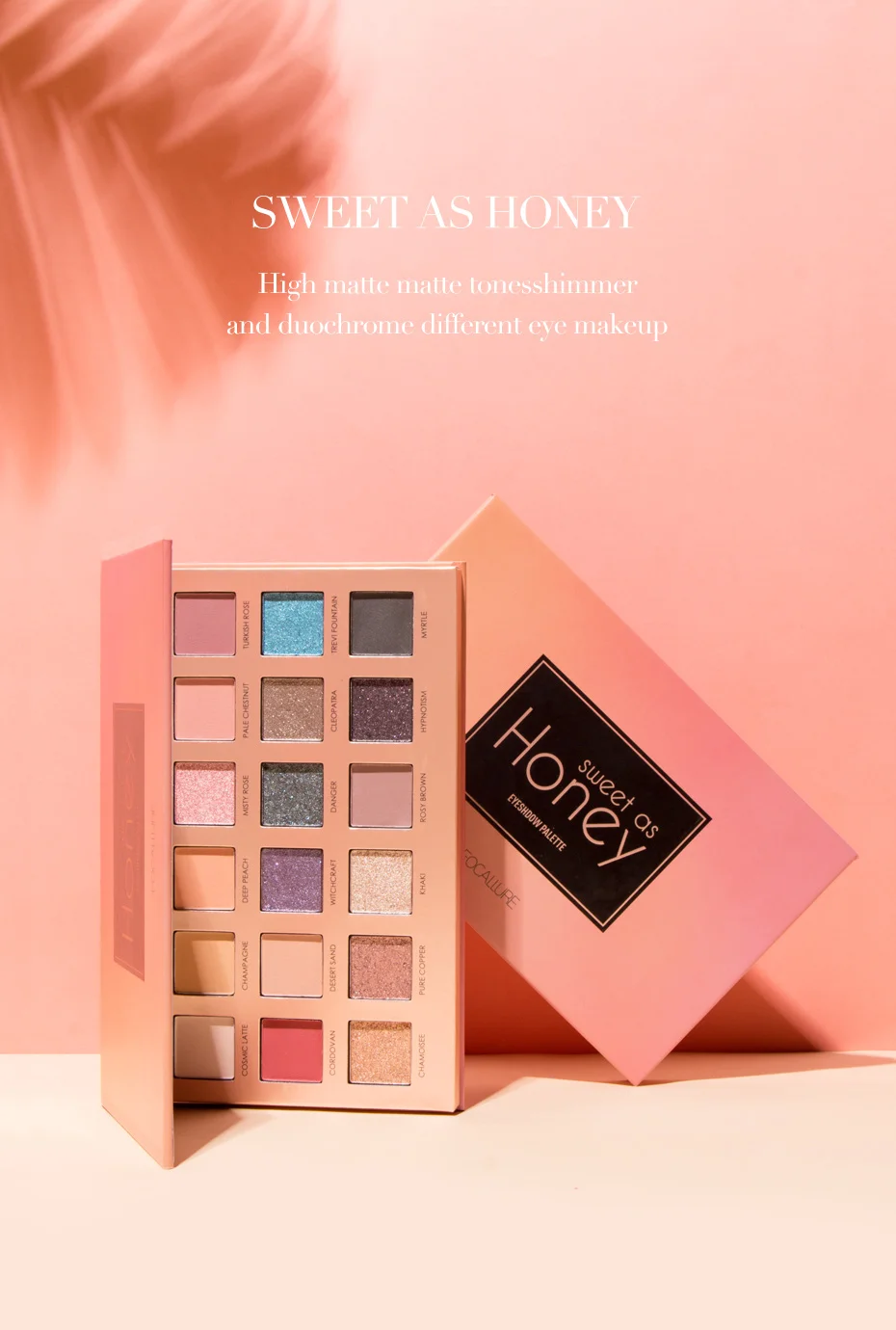 FOCALLURE honey тени для век Палитра Блеск гладкие пигментированные матовые оттенки Pro Тени для век косметика