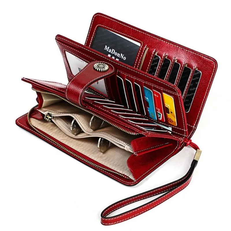 Женский кожаный кошелек Cowide из натуральной кожи в стиле ретро длинная сумка для