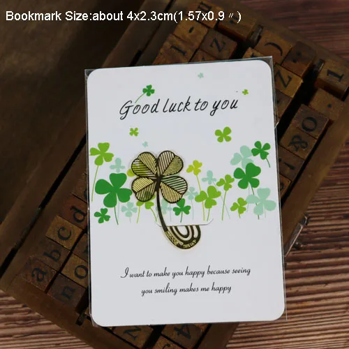 5pcs good luck 5 шт золотые металлические закладки хорошие счастливые перьевые закладки Цветочные листья вечерние украшения Рождественские подарки книжные маркеры Вечерние - Цвет: 5pcs good luck