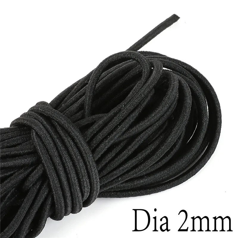 2mm 2 Meters Black Strong Elastic Rope Cords Bungee Shock Stretch String for Crafts DIY Outdoor Project Tents Kayak Boat Bag Luggage - Цвет: 2mm