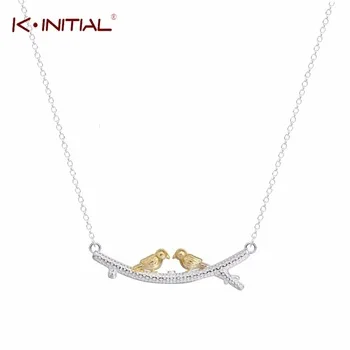 Kinitial 925 пробы серебряные ювелирные изделия любовь ожерелья в форме клевера и Подвески Стразы Мода чокер Макси ожерелье для женщин