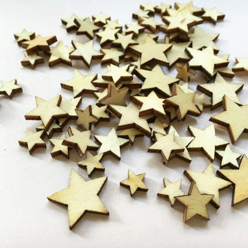 100 шт. декоративные деревянные звезды разные размеры|scrapbooking diy|scrapbooking christmasscrapbooking