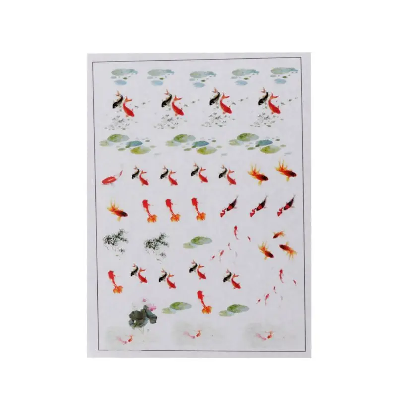 Прозрачная пленка 3D с изображением золотой рыбки лотоса полимерные наклейки